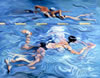 Young Swimmer with Two Passing, 36" x 48" oil on canvas, 1980, private collection